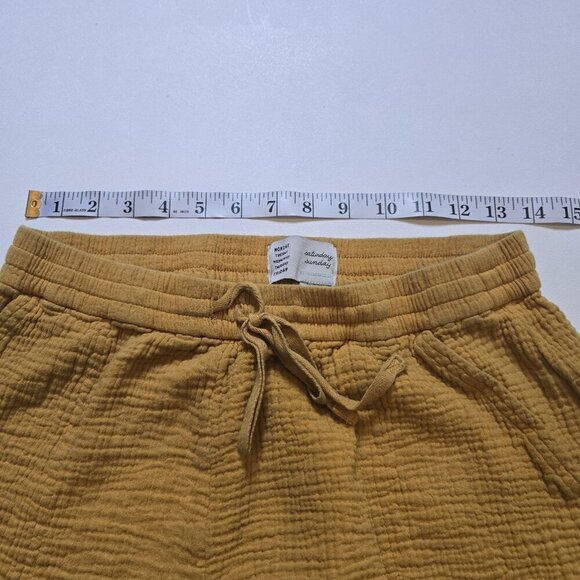 Anthropologie Marie frayed Cover Gauze shorts Saturday Sunday GOLD Medium Drawst - Picture 3 of 10